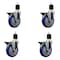 Service Caster 5'' Blue Poly Swivel 1-7/8'' Expanding Stem Caster Set with Brake, 4PK SCC-EX20S514-PPUB-BLUE-PLB-178-4 - alternate 1